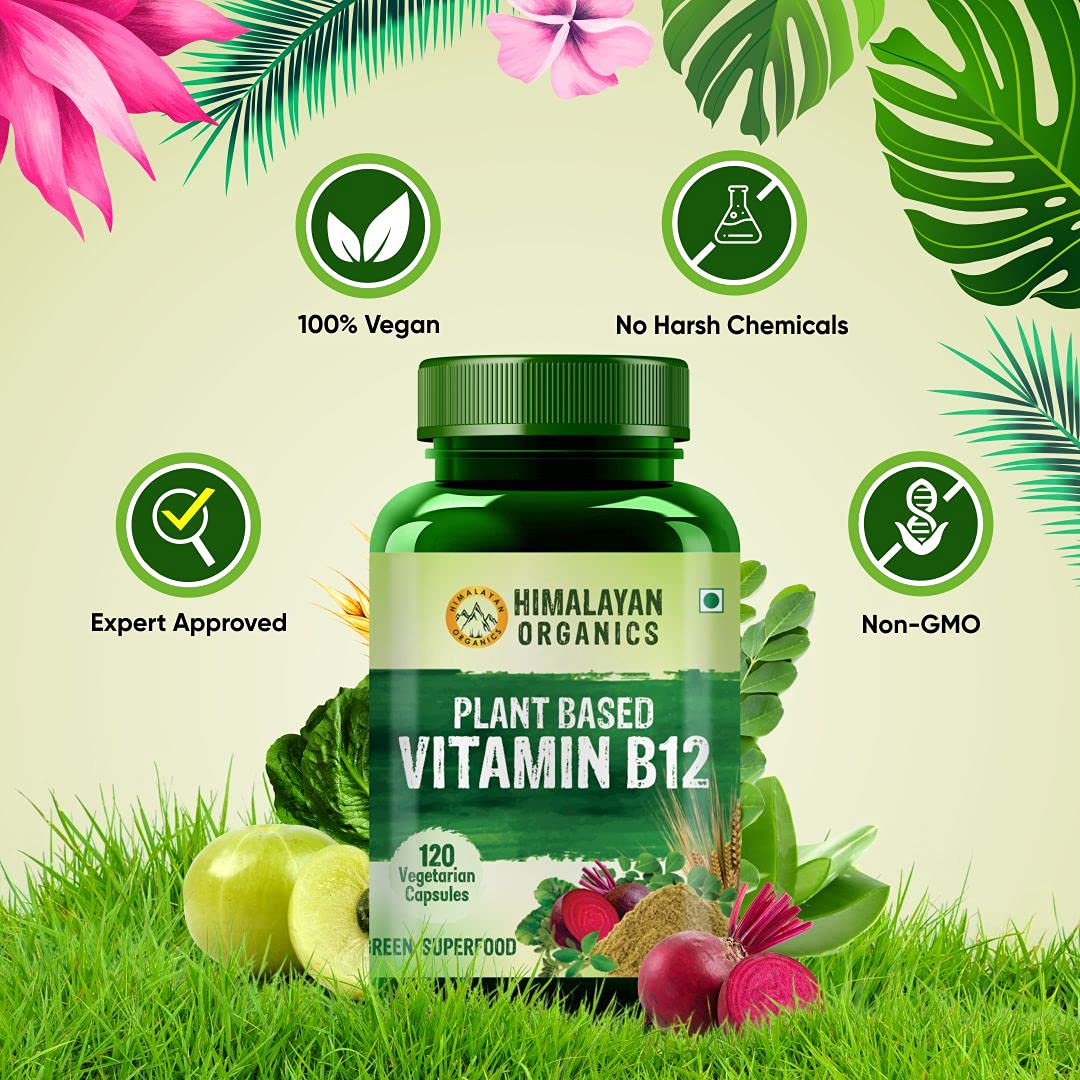 Himalayan Organics Plant Based Vitamin B12, 120 Capsules, Pack of 1 