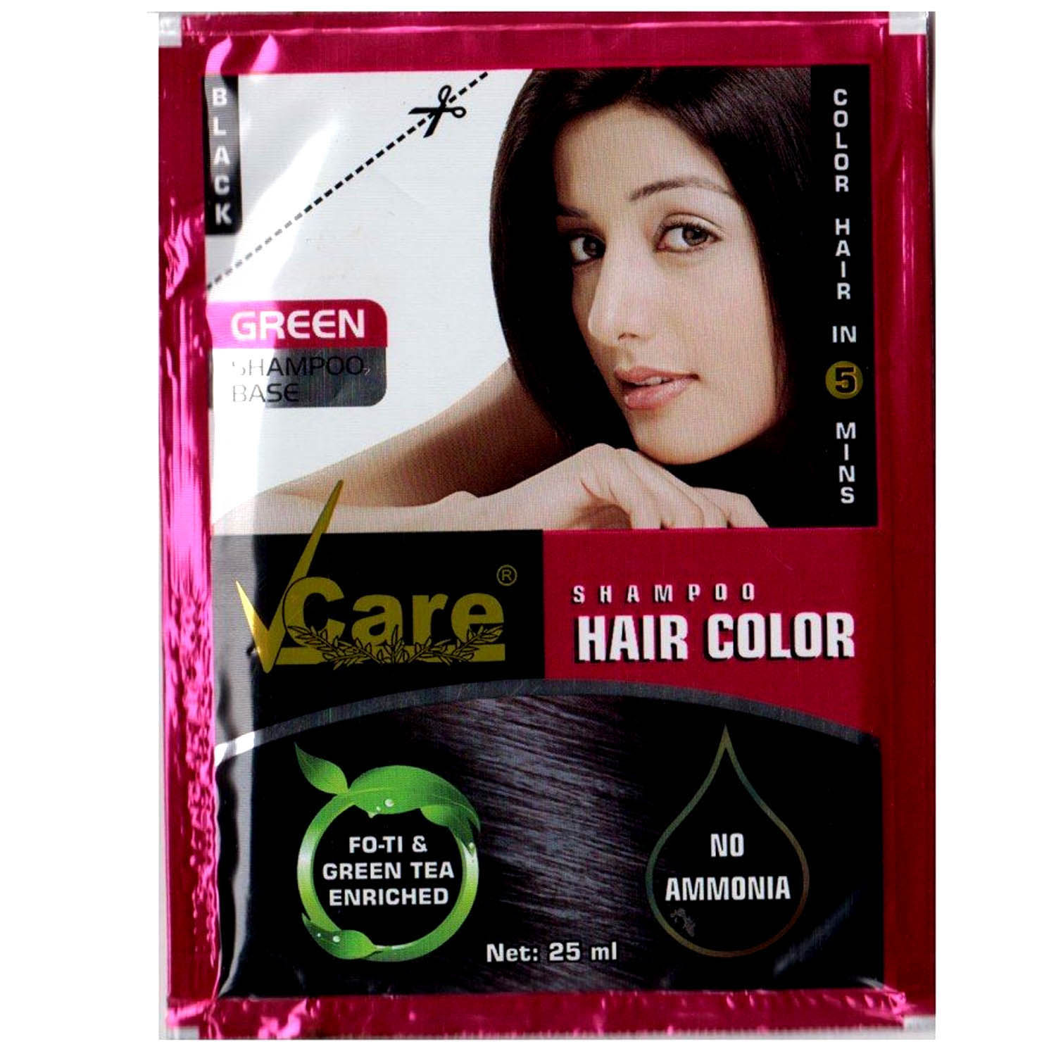 Buy Vcare Shampoo Based Hair Colour Green, 25 ml Online