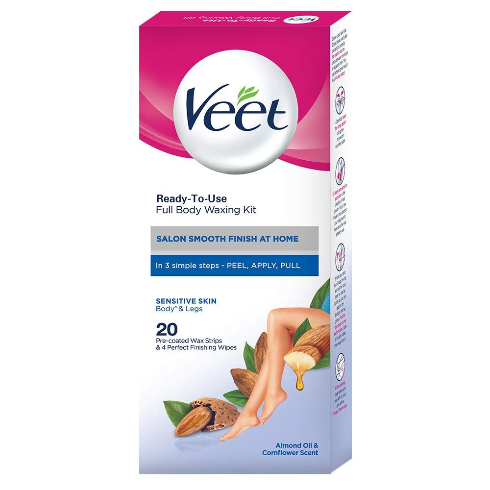 Buy Veet Ready to Use Wax Strips Full Body Waxing Kit for Sensitive Skin, 20 Count Online