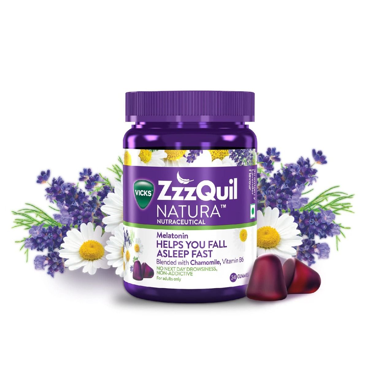 Buy Vicks ZzzQuil Natura Nutraceutical Melatonin Gummies, 24 Count Online