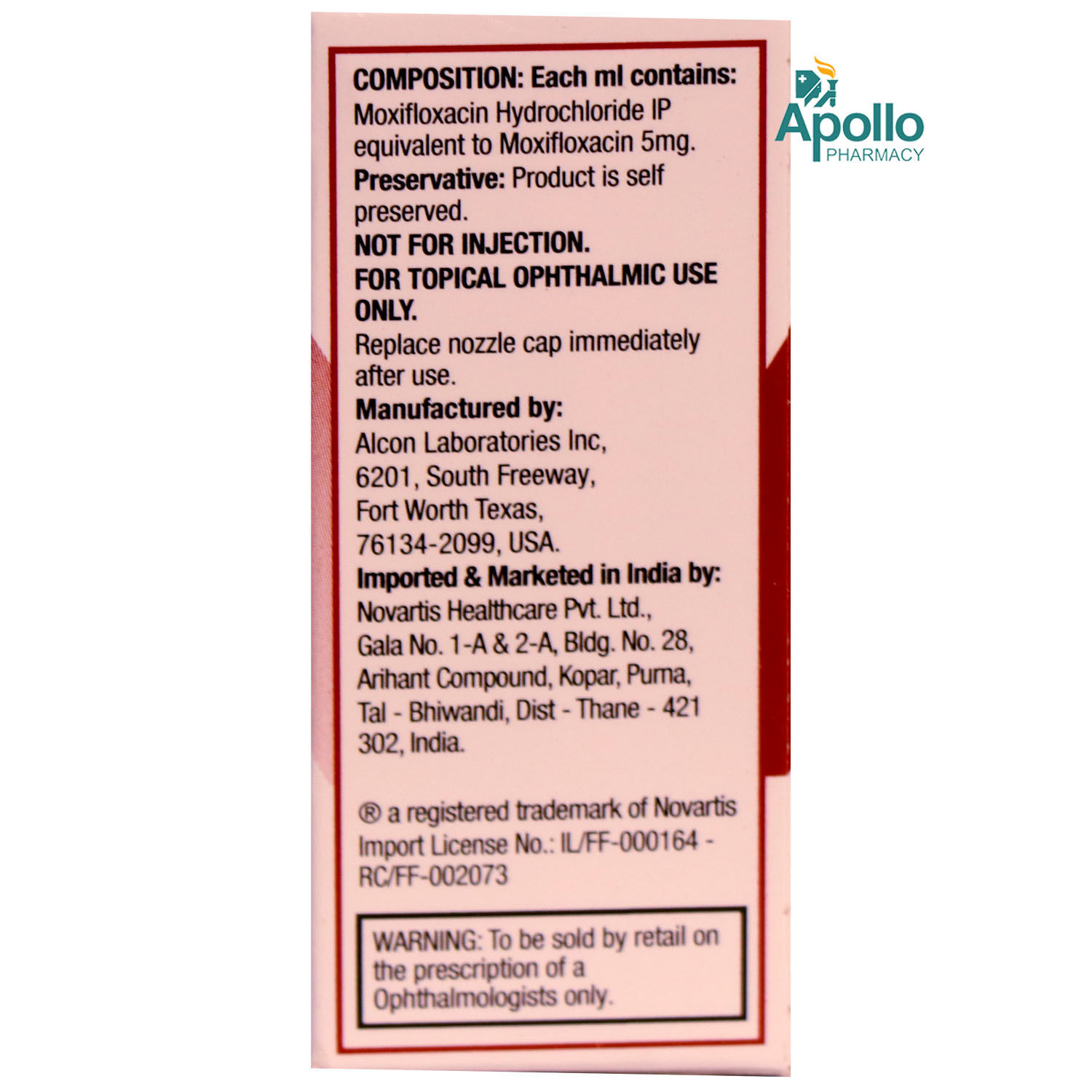 Vigamox Ophthalmic Solution 5 ml Price, Uses, Side Effects, Composition