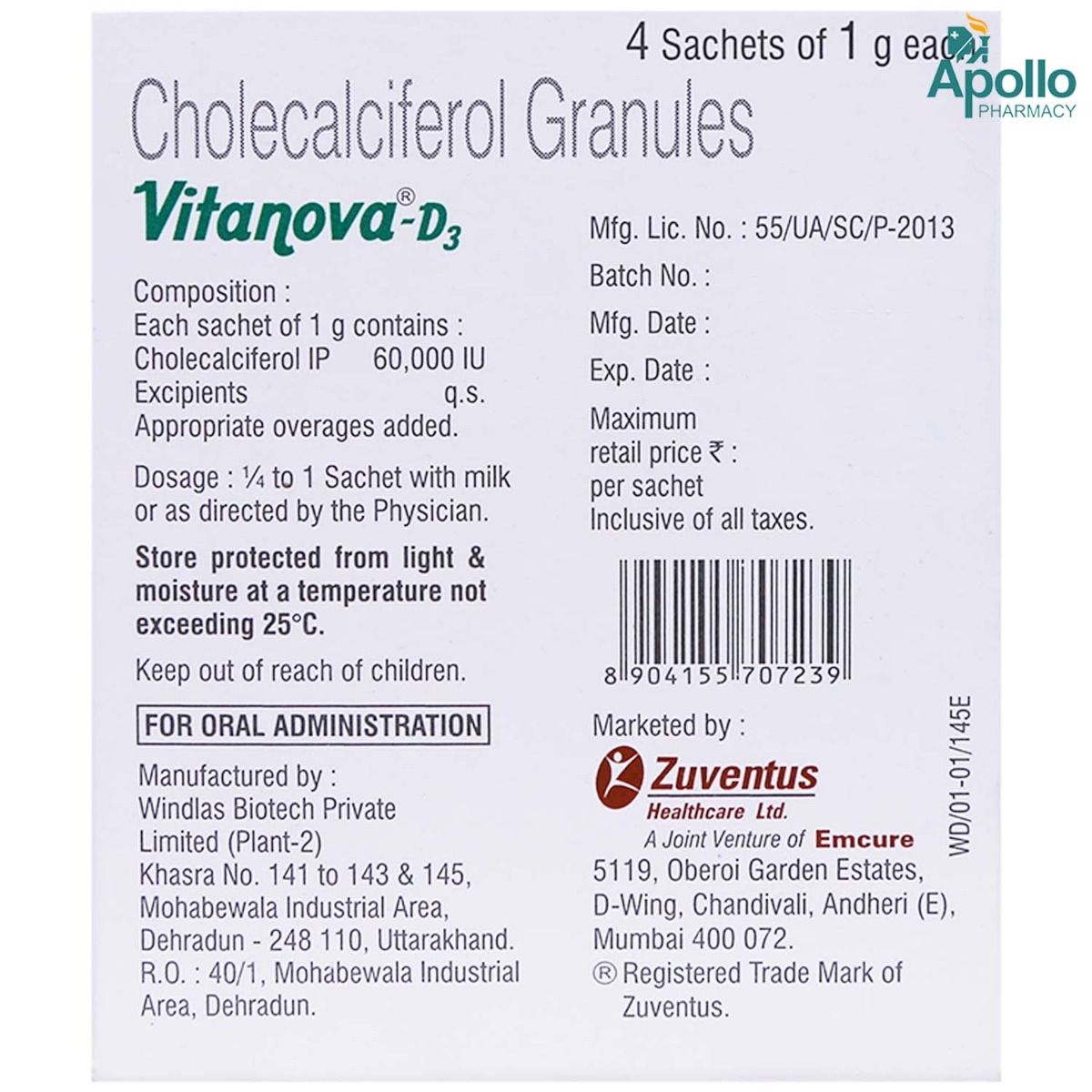 VitanovaD3 Sachets 1 gm Price, Uses, Side Effects, Composition