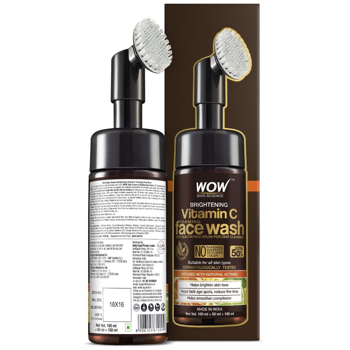 Wow Skin Science Brightening VitaminC Foaming Face Wash, 100 ml Price