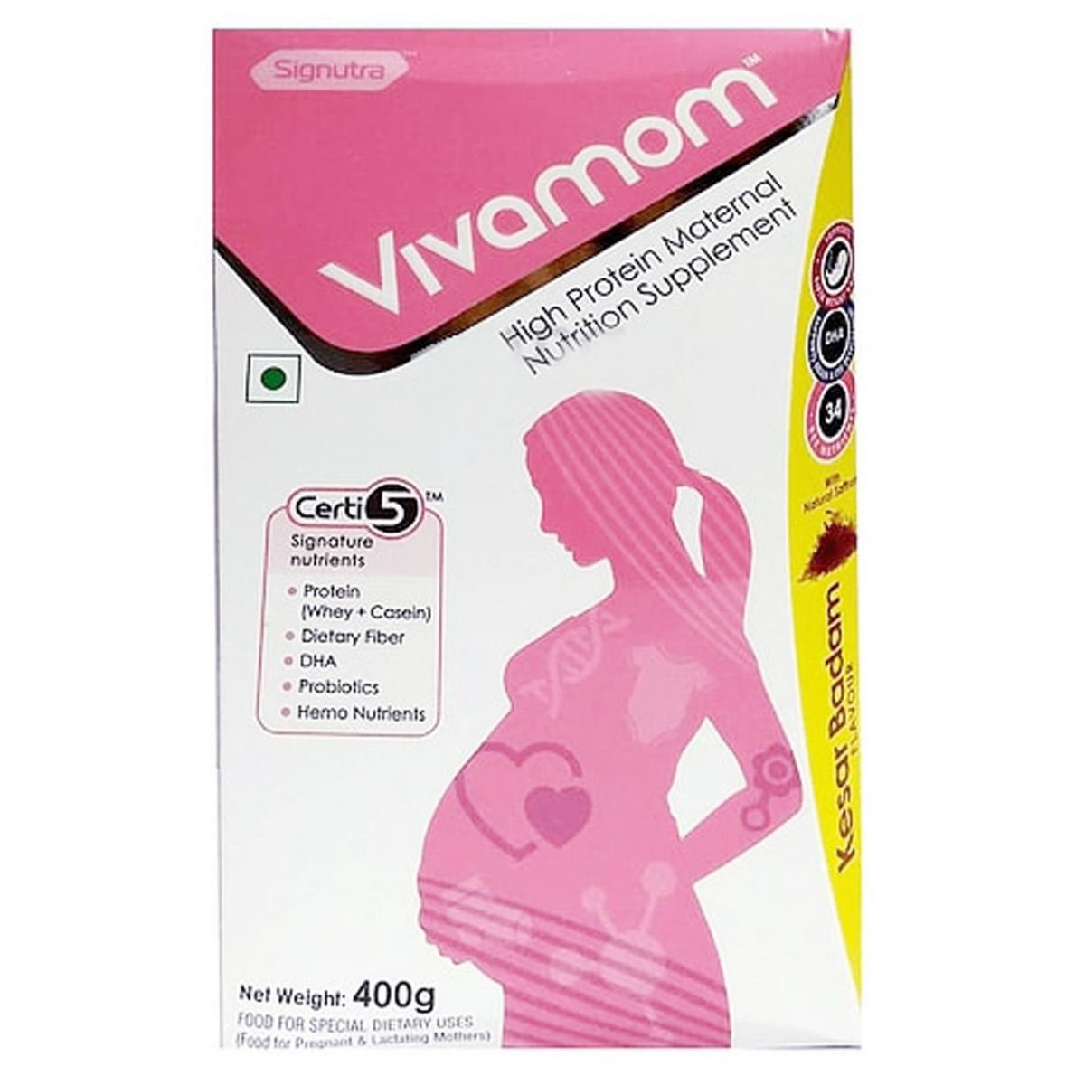 Buy Vivamom Kesar Badam Flavour Powder, 400gm Online