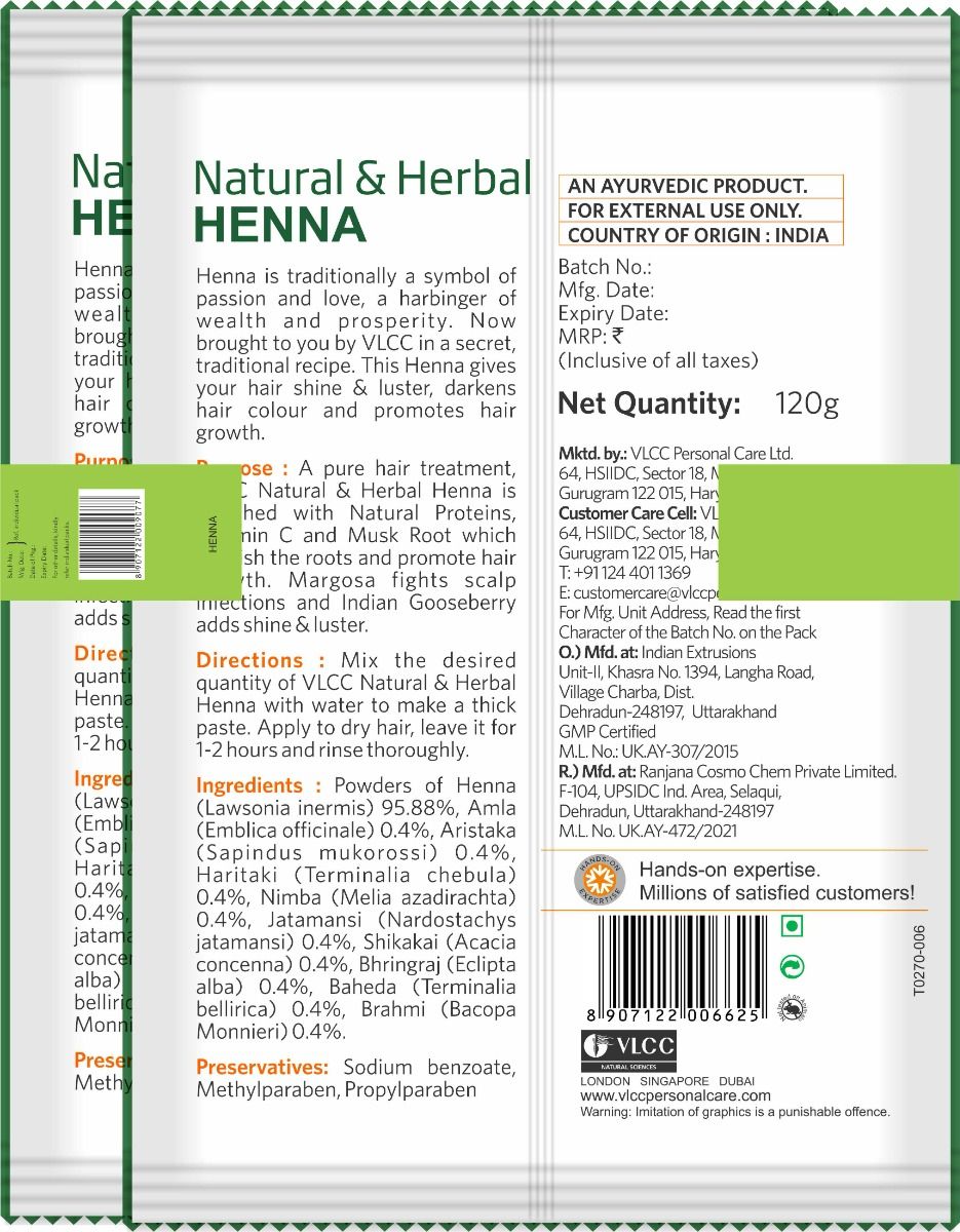 VLCC Natural & Herbal Henna Hair Defense Powder, 2 x 120 gm Price, Uses,  Side Effects, Composition - Apollo Pharmacy