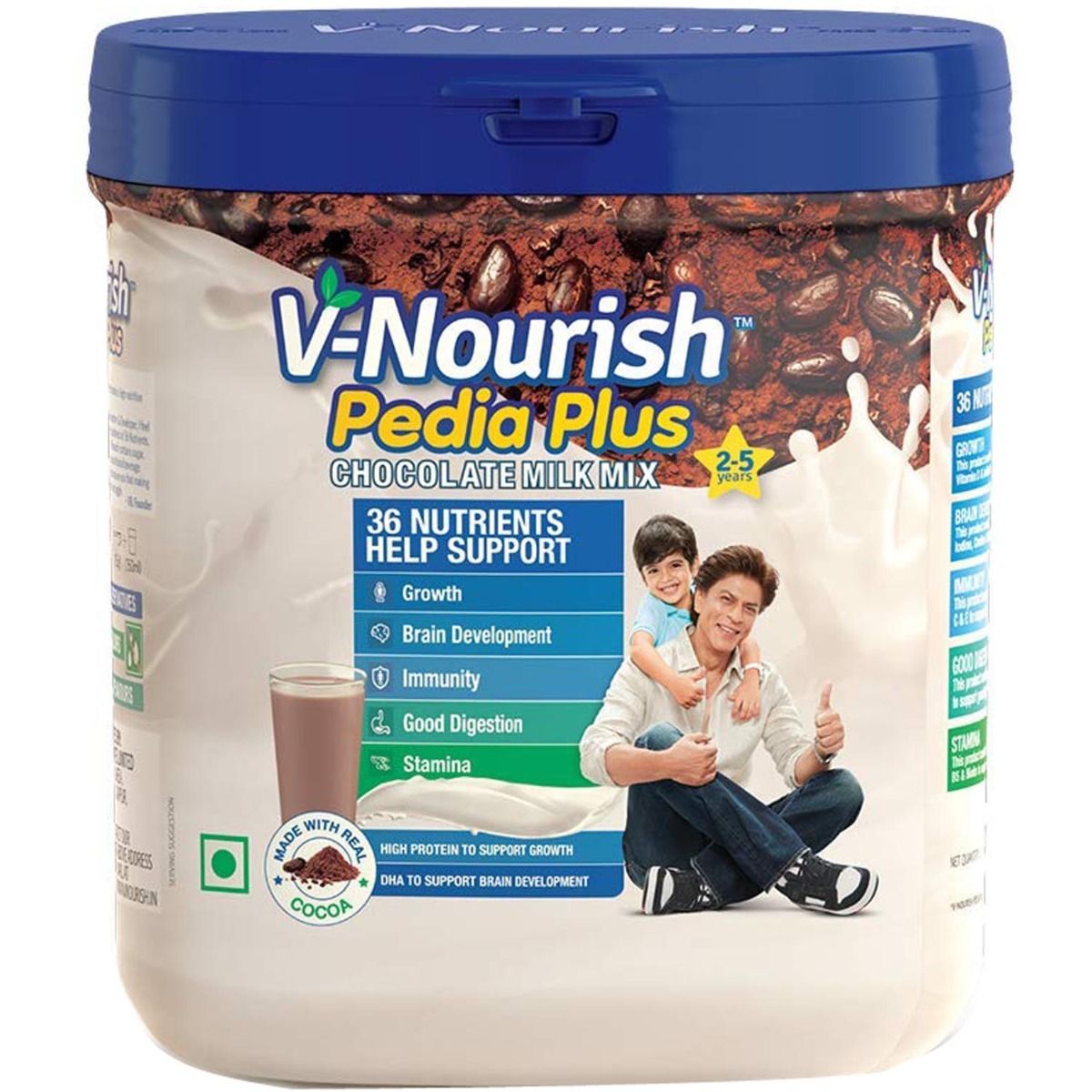 Buy V-Nourish Pedia Plus Chocolate Milk Mix Flavoured Kids Nutrition Drink, 200 gm Jar Online