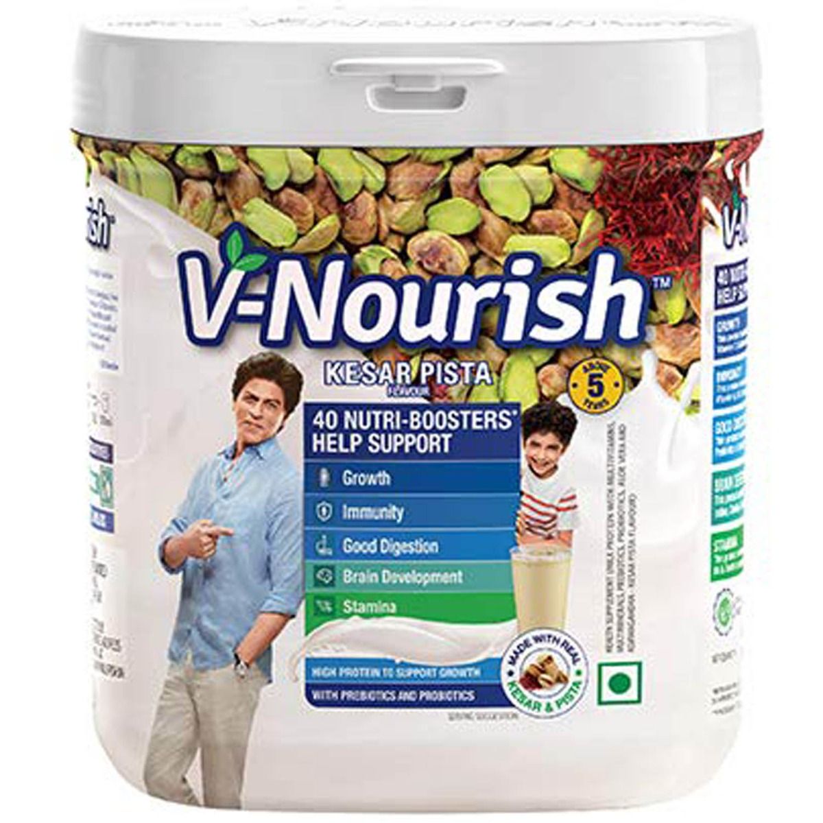 Buy V-Nourish Kesar Pista Flavoured Kids Nutrition Drink, 200 gm Jar Online