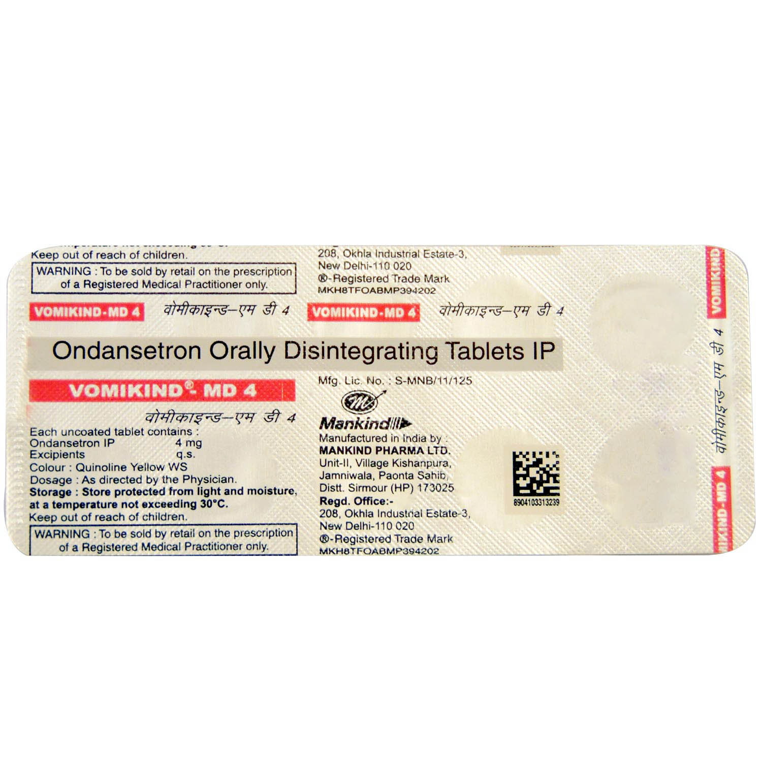 Vomikind MD 4 Tablet 10's, Pack of 10 TABLETS