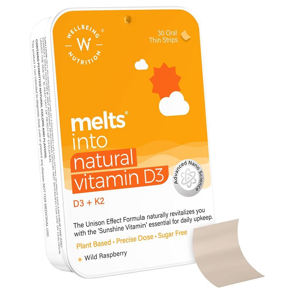 Wellbeing Nutrition Melts Into Natural Vitamin D3 + K2 Wild Raspberry