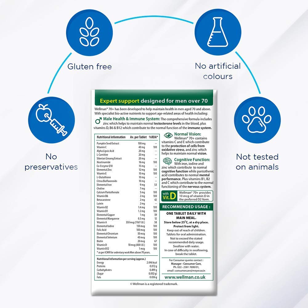Wellman 70+ Tablet 10's Price, Uses, Side Effects, Composition Apollo