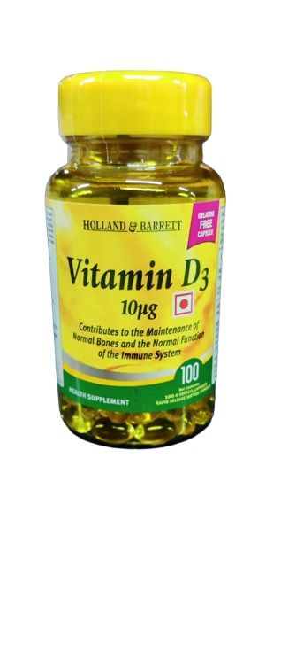 Holland & Barrett Vitamin D3 10 ug, 100 Capsules, Pack of 1 