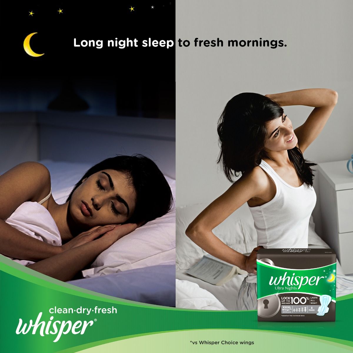 Whisper Ultra Nights Sanitary Pads XXXL, 4 Count, Pack of 1 