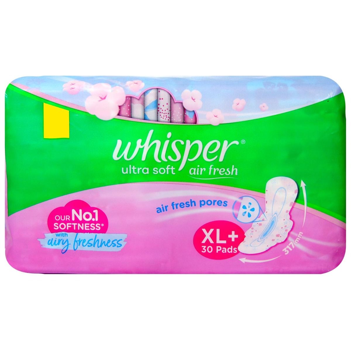 Buy Whisper Ultra Soft 2x Softer Wings Sanitary Pads XL+, 30 Count Online