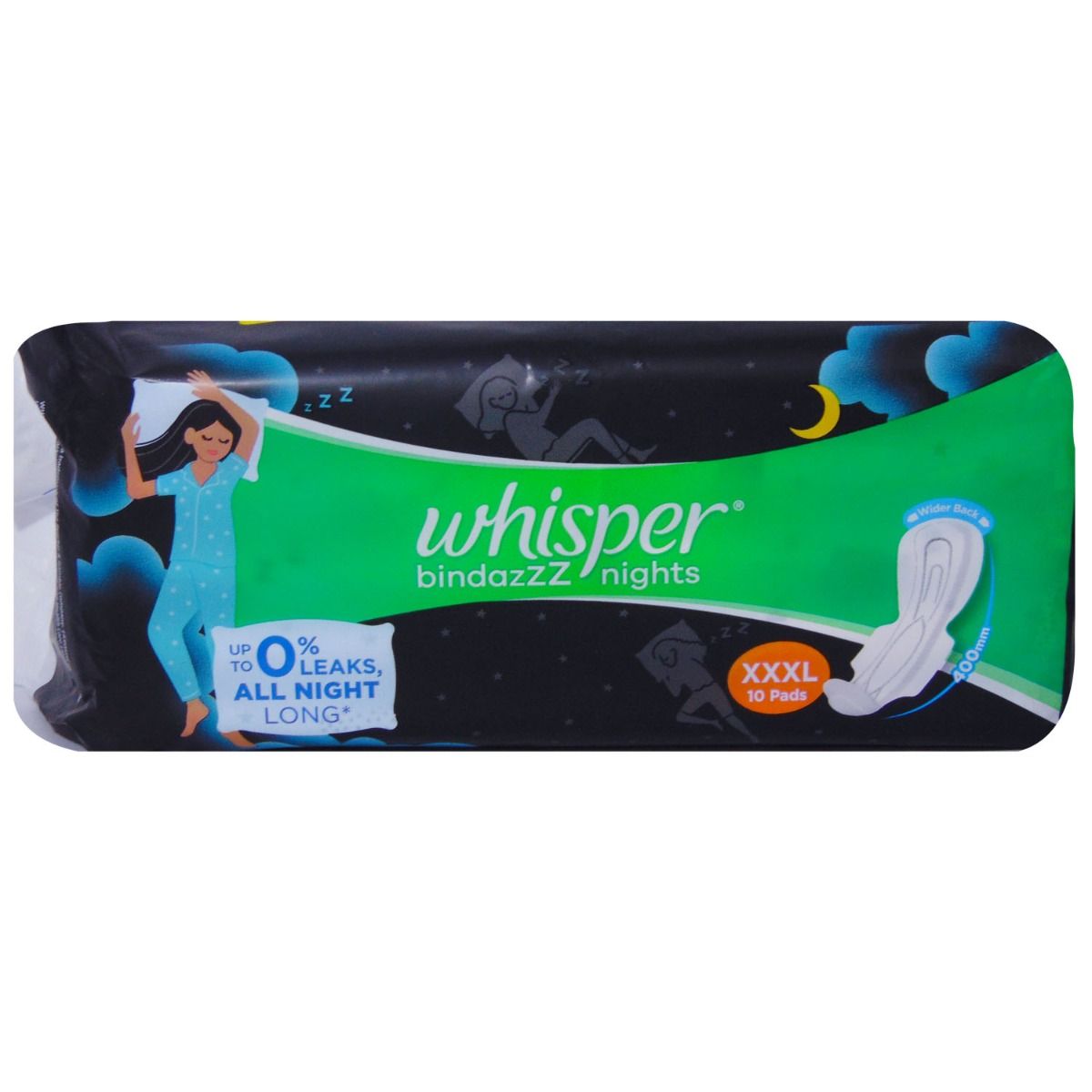 Buy Whisper Bindazz Nights Sanitary Pads XXXL, 10 Count Online