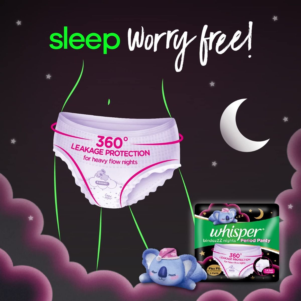 Whisper Bindazzz Nights Period Panty MediumLarge, 6 Count Price, Uses