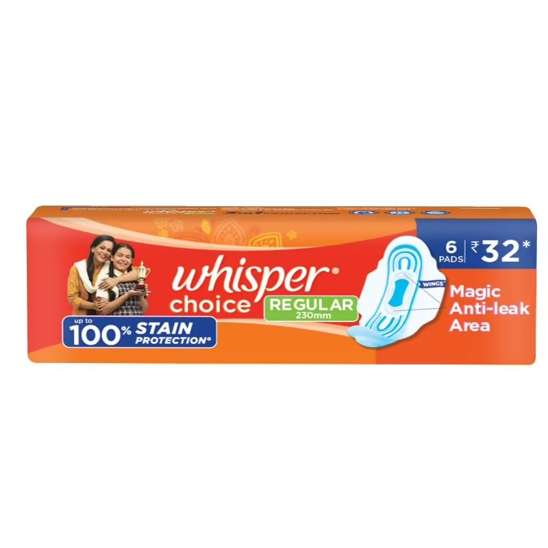 Whisper Choice Sanitary Pads Regular, 6 Count, Pack of 1 