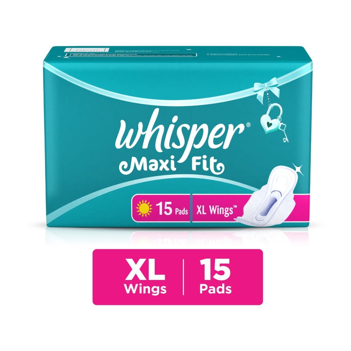 Whisper Maxi Fit Wings Sanitary Pads XL, 15 Count, Pack of 1 