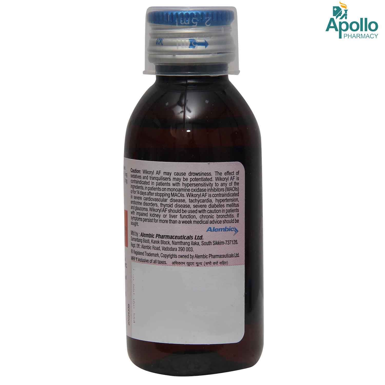 Wikoryl AF Syrup 60 ml Price, Uses, Side Effects, Composition Apollo