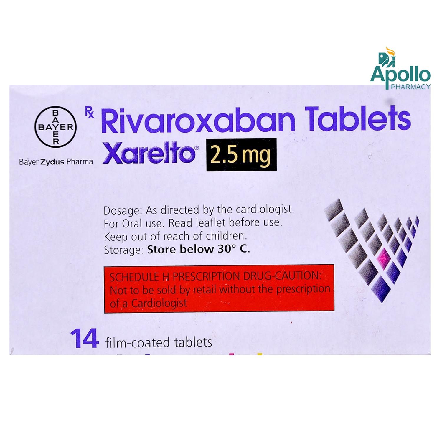 Xarelto 2.5 mg Tablet 14's, Pack of 1 TABLET