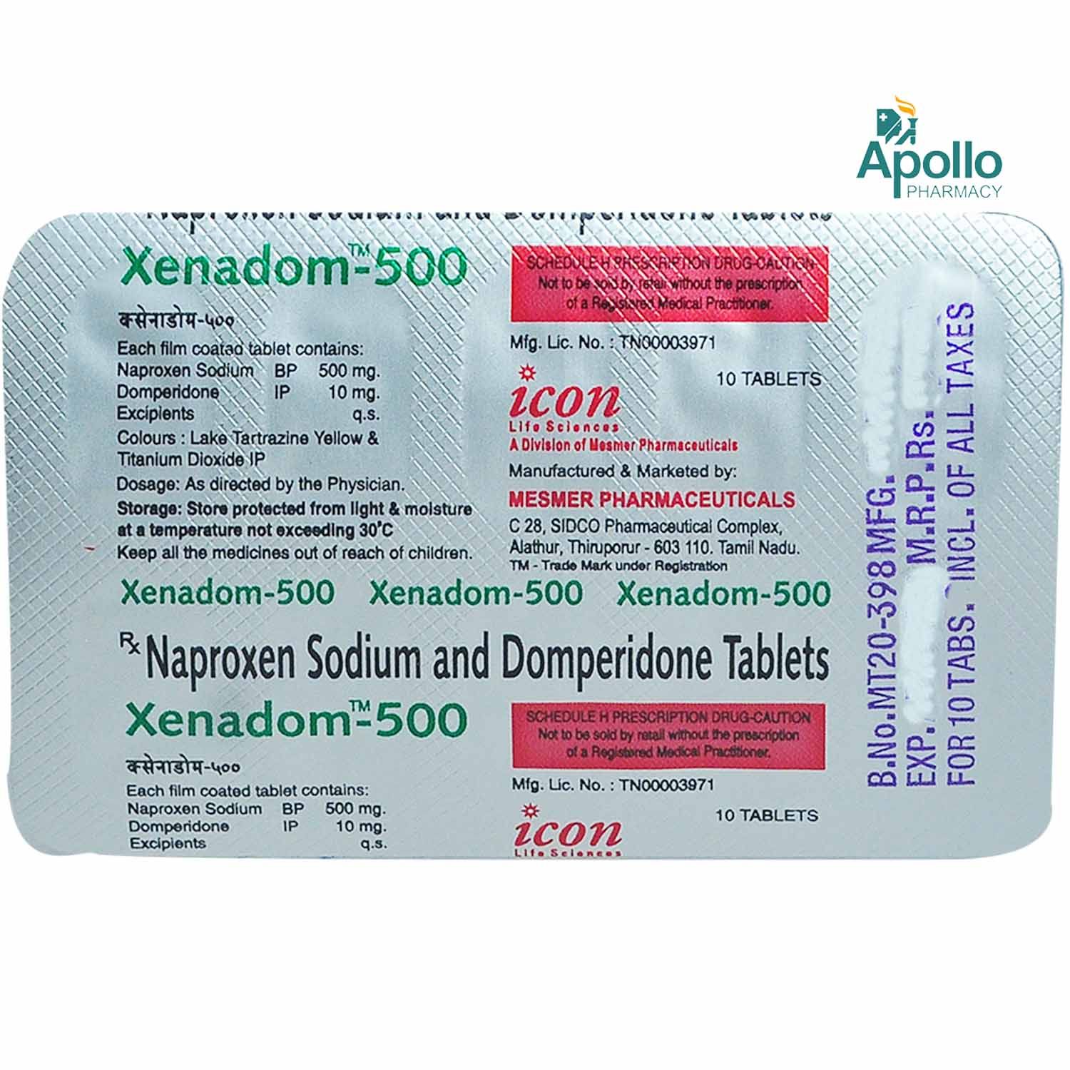 Xenadom 500 Tablet 10 S Price Uses Side Effects Composition Apollo Pharmacy