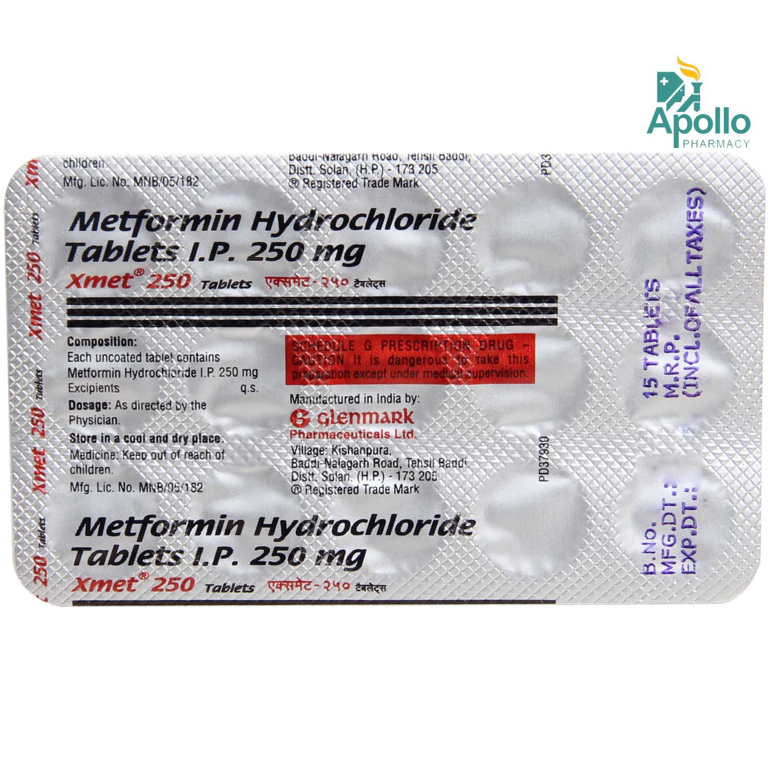 Xmet 250 Tablet 15's Price, Uses, Side Effects, Composition Apollo