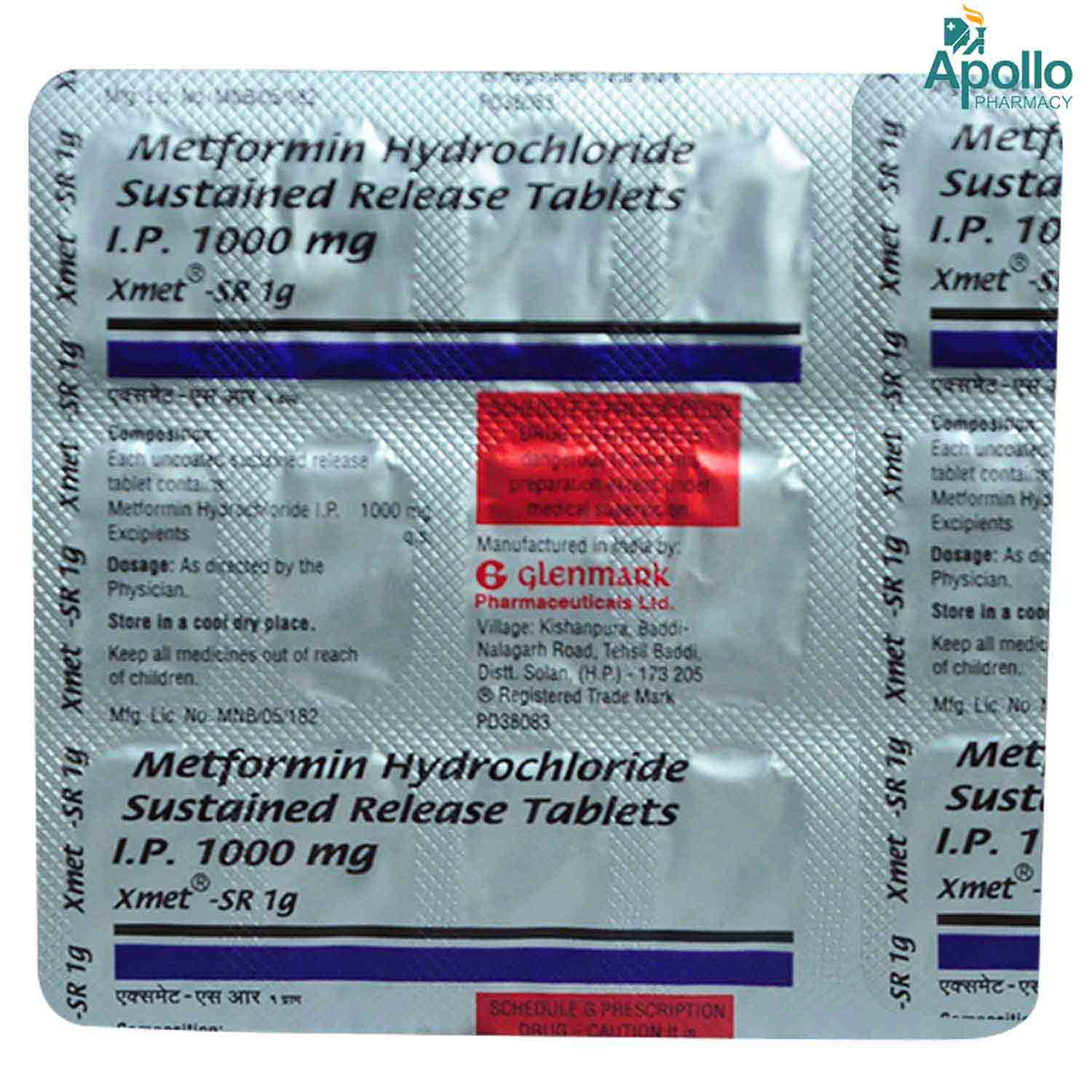 XmetSR 1 g Tablet 15's Price, Uses, Side Effects, Composition Apollo