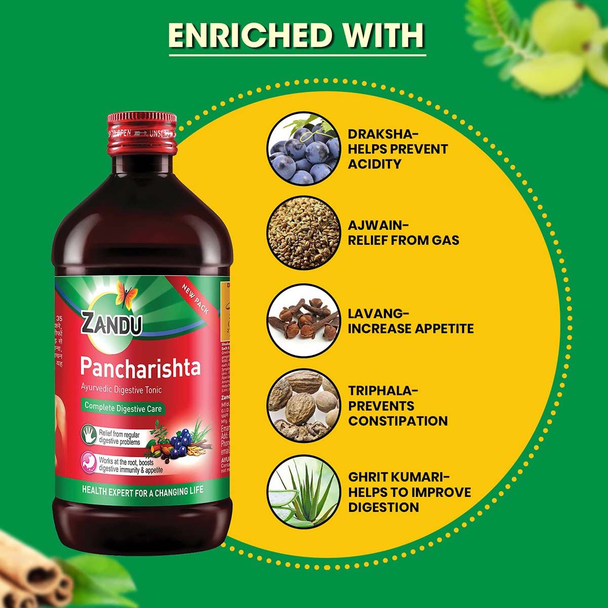 Zandu Pancharistha Ayurvedic Digestive Tonic, 450 ml, Pack of 1 