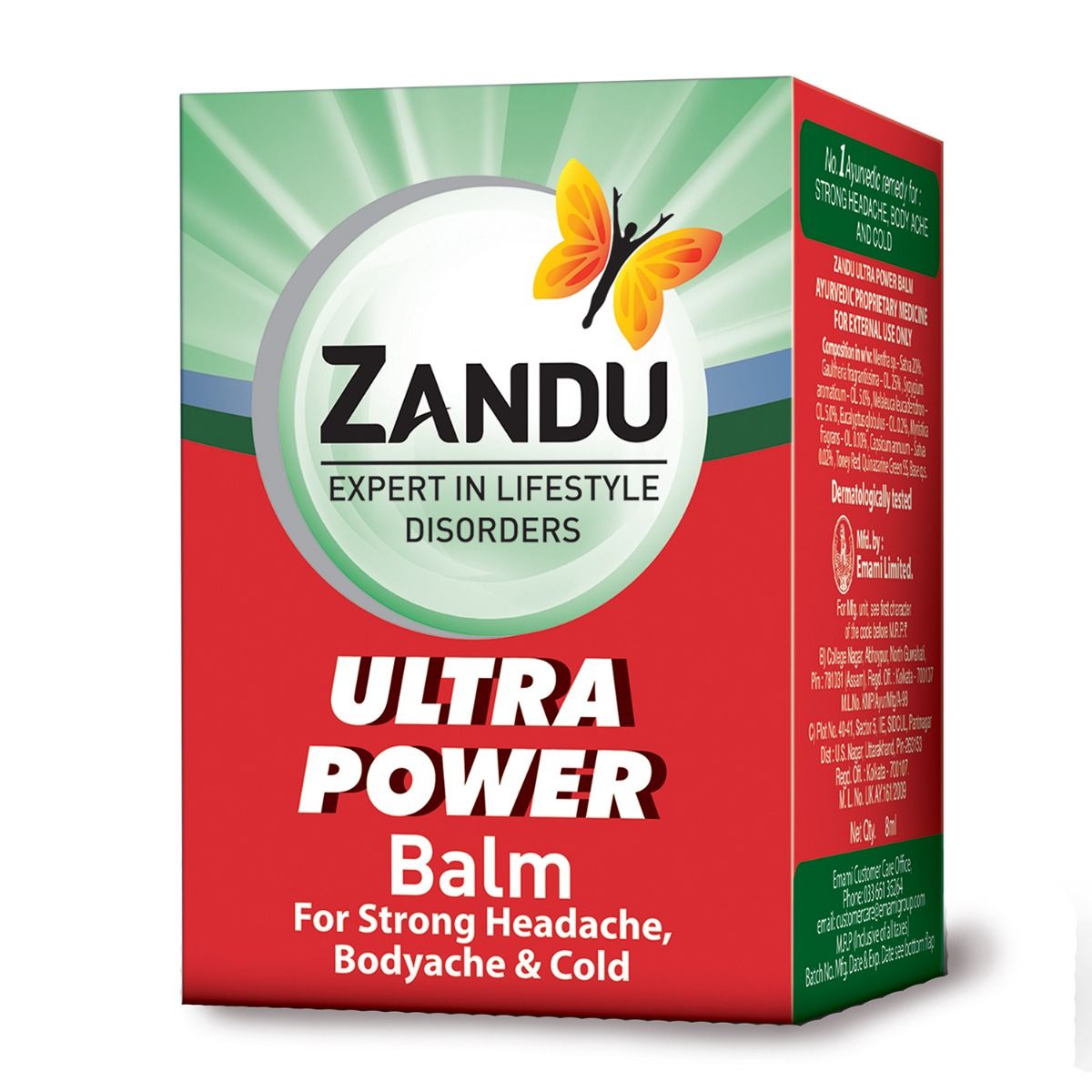 Zandu Ultra Power Balm, 8 ml, Pack of 1 