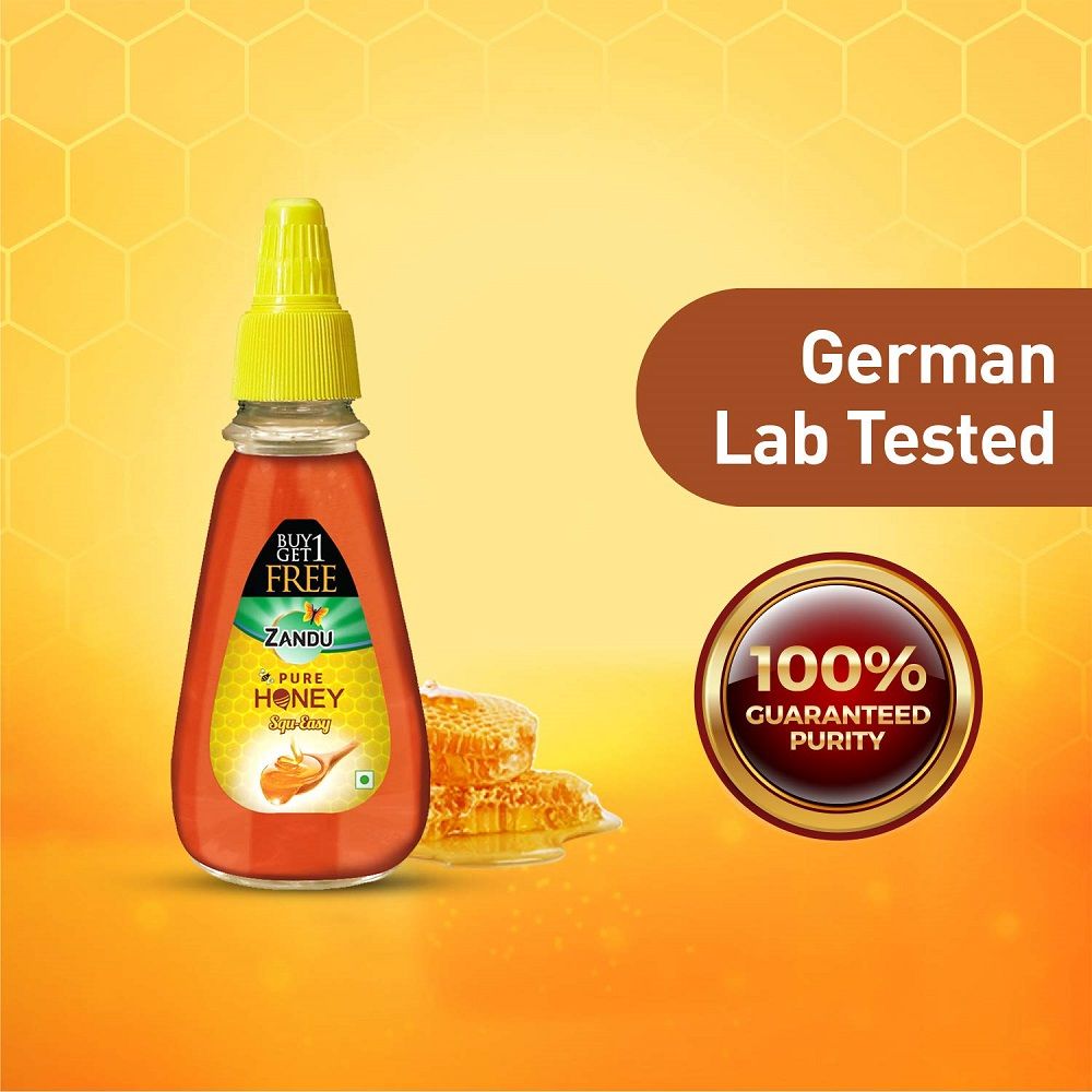 Zandu Pure Honey 100% guaranteed purity Squ-Easy pack , Buy 1 Get 1 Free, 400 gm each, Pack of 1 