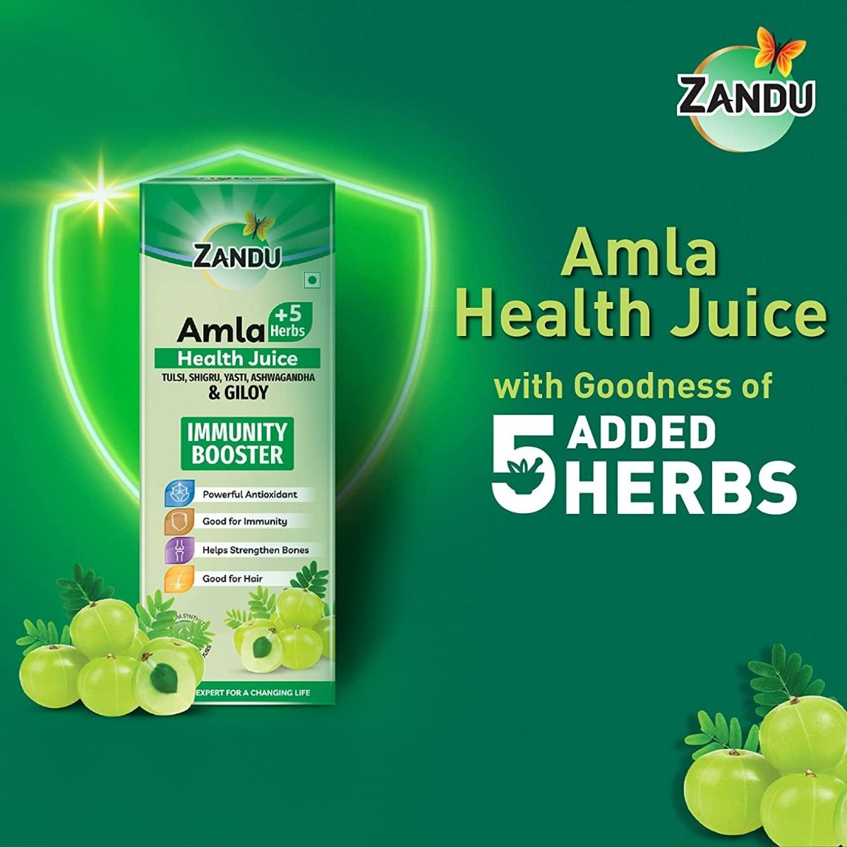 Zandu Amla +5 Herbs Health Juice, 1000 ml, Pack of 1 