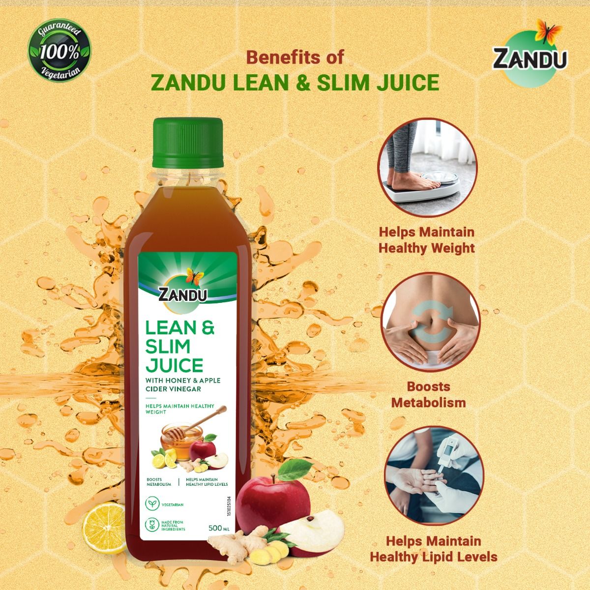 Zandu Lean & Slim Juice with Honey & Apple Cider Vinegar, 500 ml Price