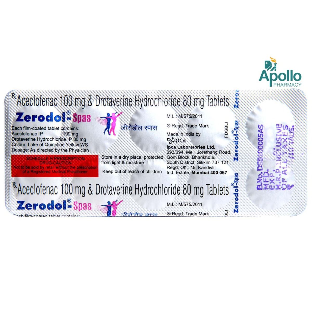 ZerodolSpas Tablet 10's Price, Uses, Side Effects, Composition
