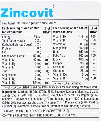 Zincovit Tablet 15's, Pack of 15 S