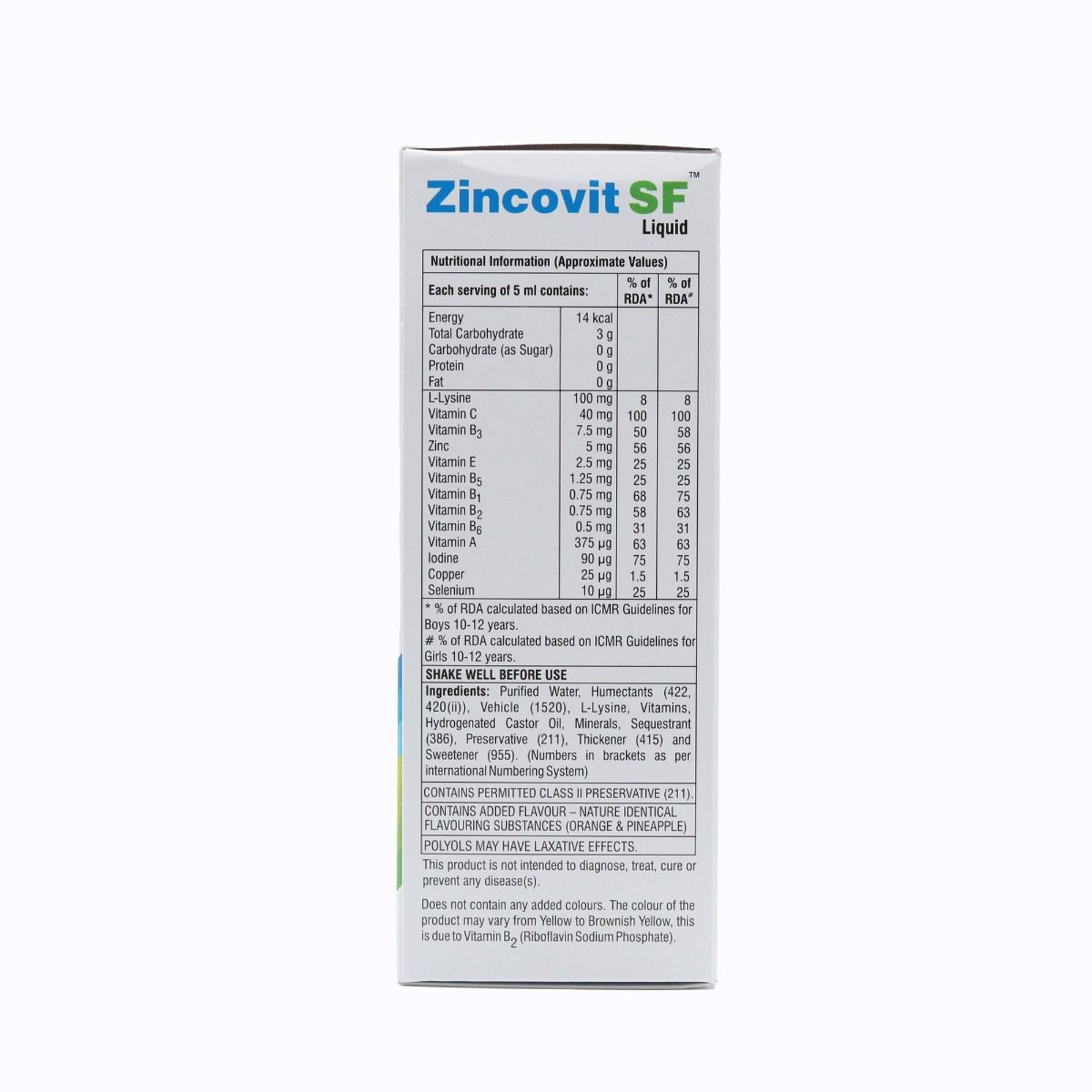 Zincovit Sf Liquid 200 ml Price, Uses, Side Effects, Composition
