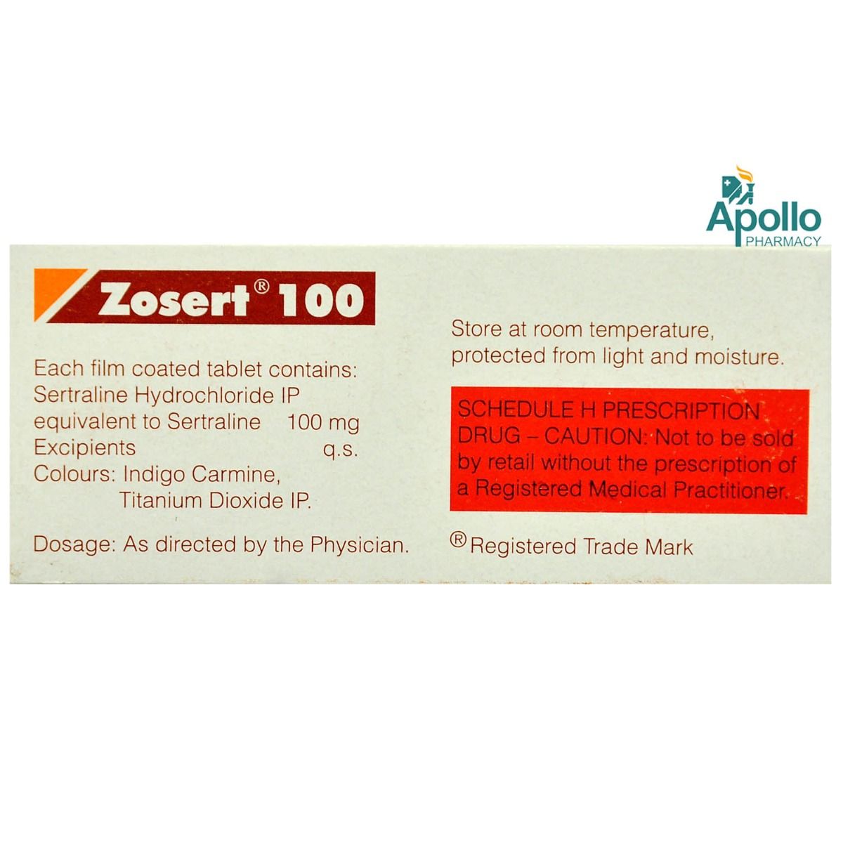 Zosert 100 Tablet 10's, Pack of 10 TABLETS