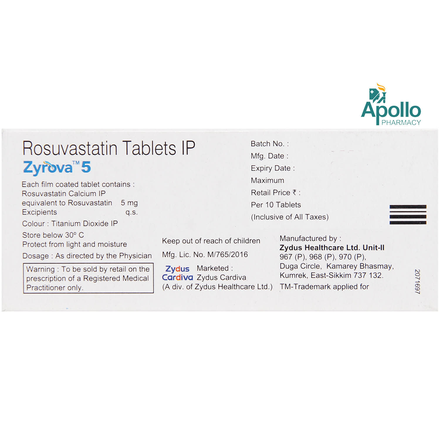 Zyrova 5 Tablet 10's Price, Uses, Side Effects, Composition - Apollo ...